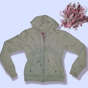 Light Gray Cinched Zip-Up Sweater